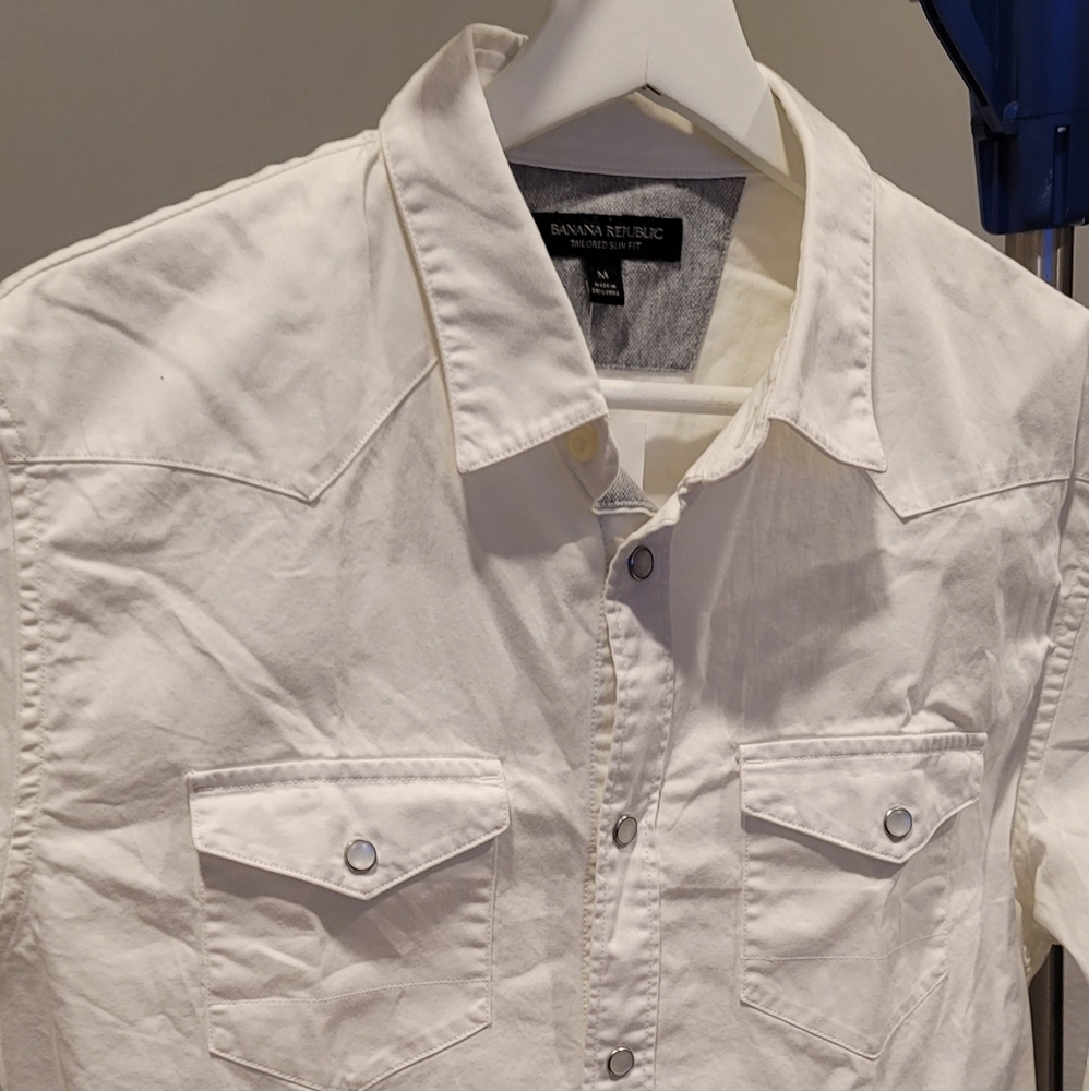 Banana Republic Heavy Cotton White Shirt SZ M